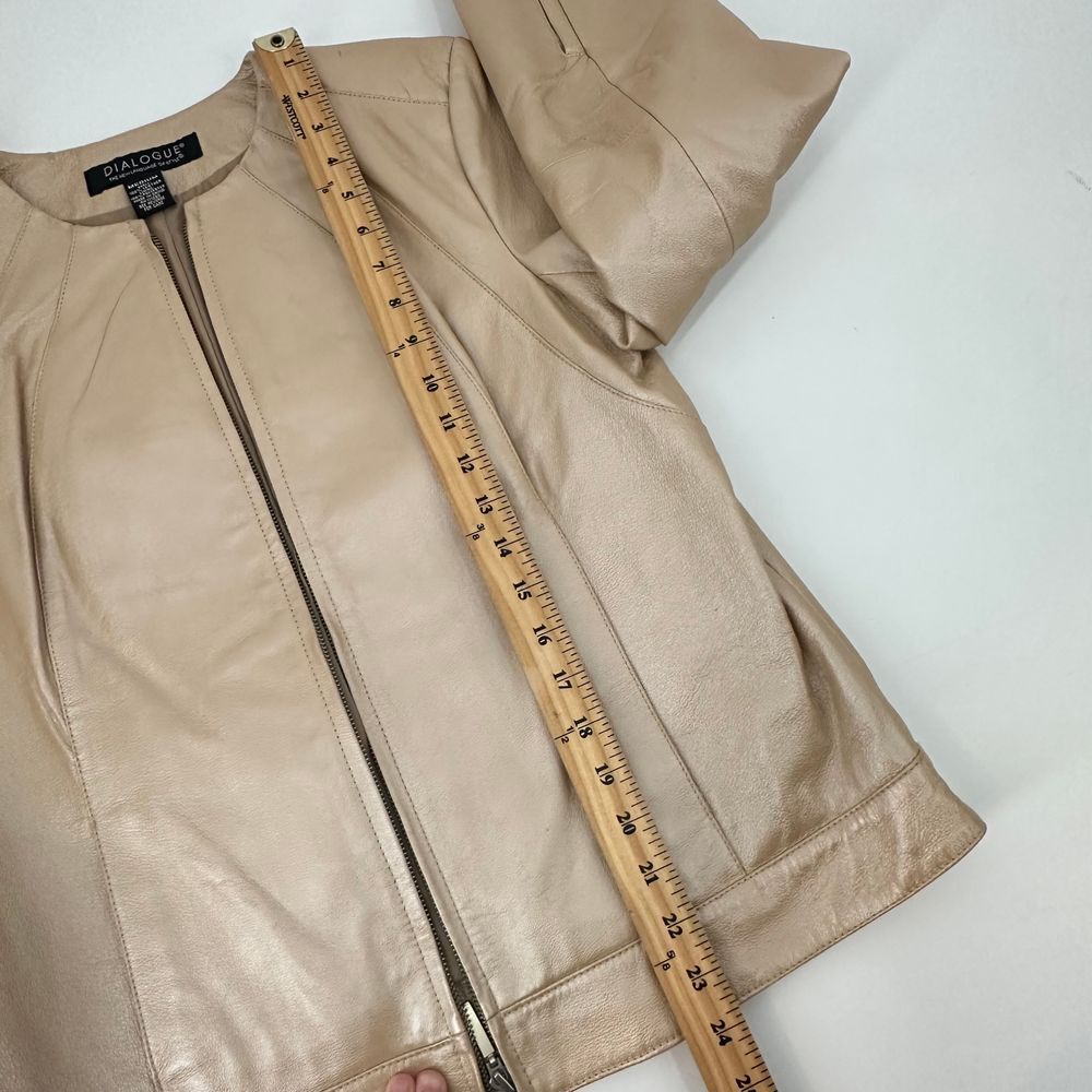 Dialogue New‎ Language Of Style Leather Jacket Champaign Gold Medium - Picture 11 of 12